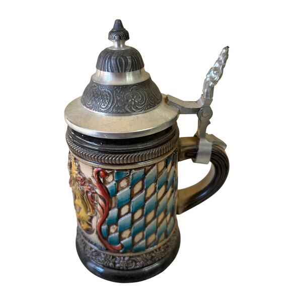 Vintage German Beer Stein Pewter Lid Zoller & Born Coat Of Arms 7" New NWT - Picture 2 of 8